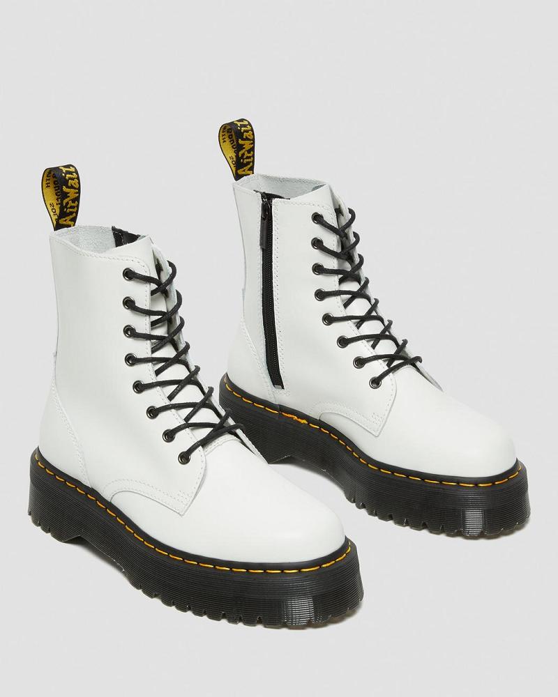 Men's Dr Martens Jadon Smooth Leather Platform Boots White | AU 561BEX